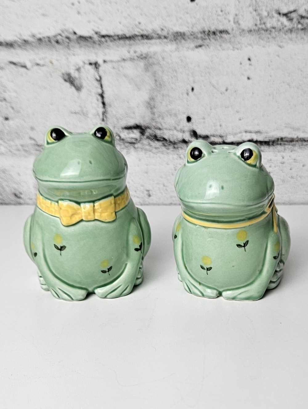 Otagiri Japan Frog Salt Pepper Shakers Spoon Rest Ceramic Kitchen Set Vintage - Picture 3 of 14